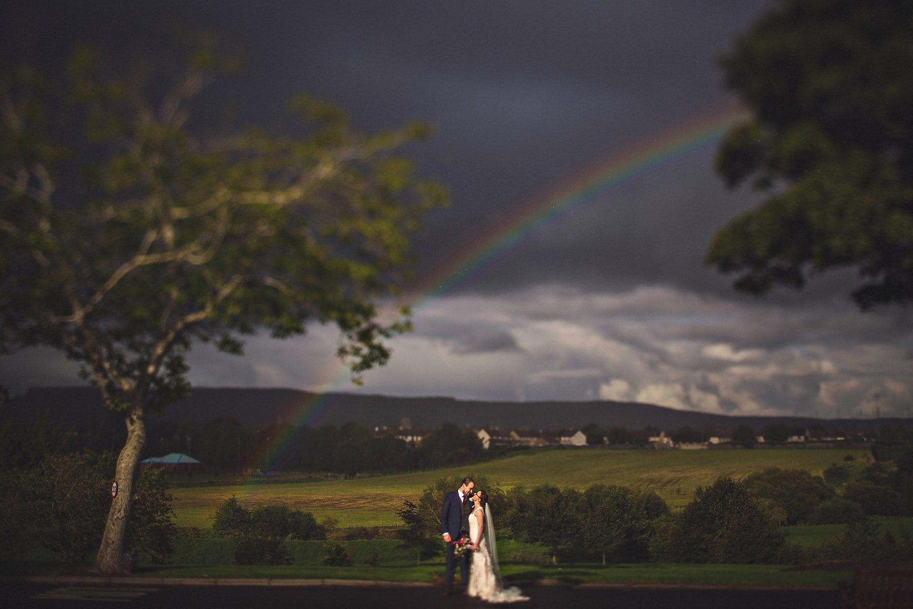 Bride Groom Rainbow Roe Valley Wedding Photographer,