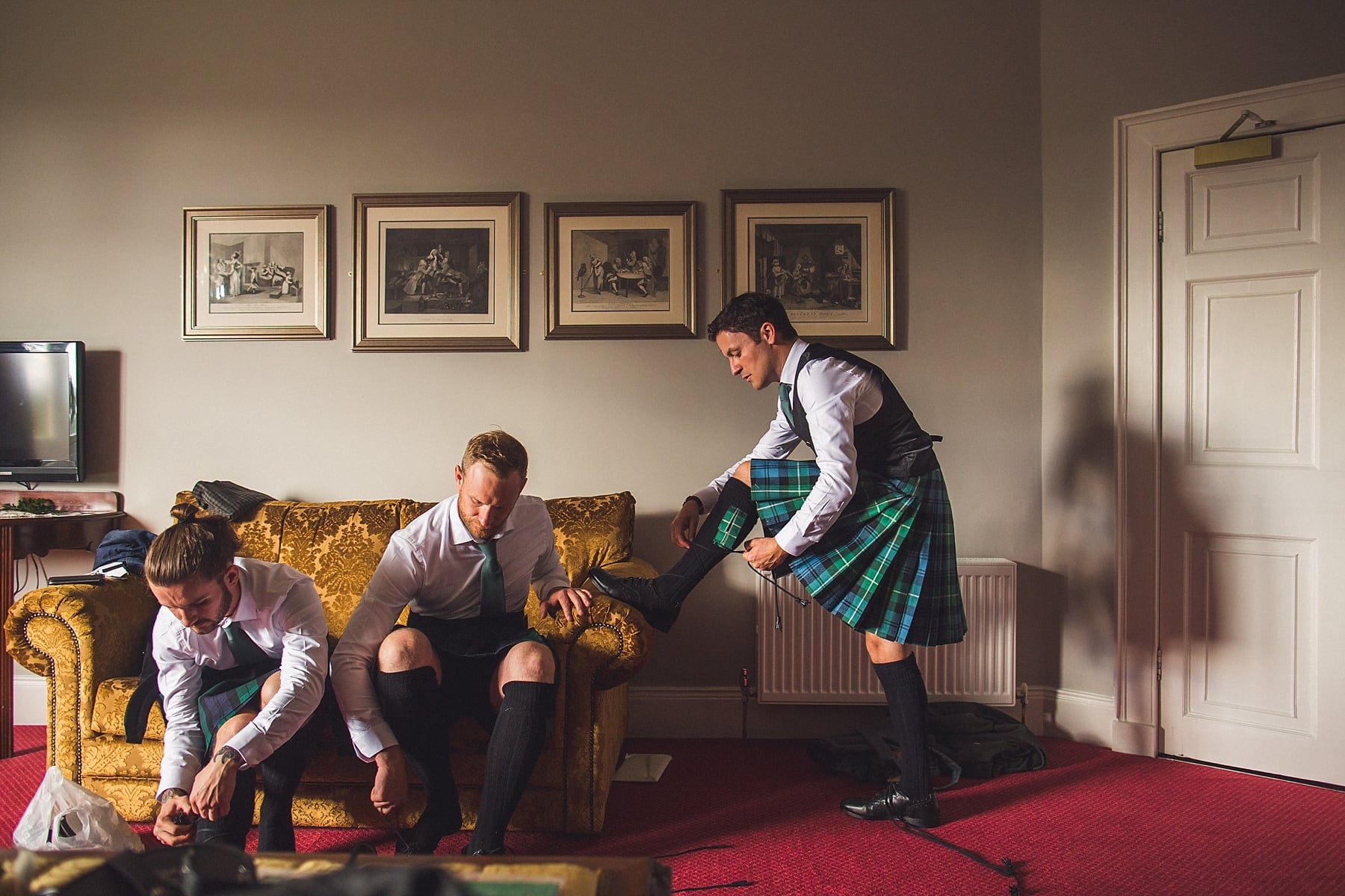 Scottish groom,Irish castle wedding,Sligo wedding photographers,tartan kilt style,